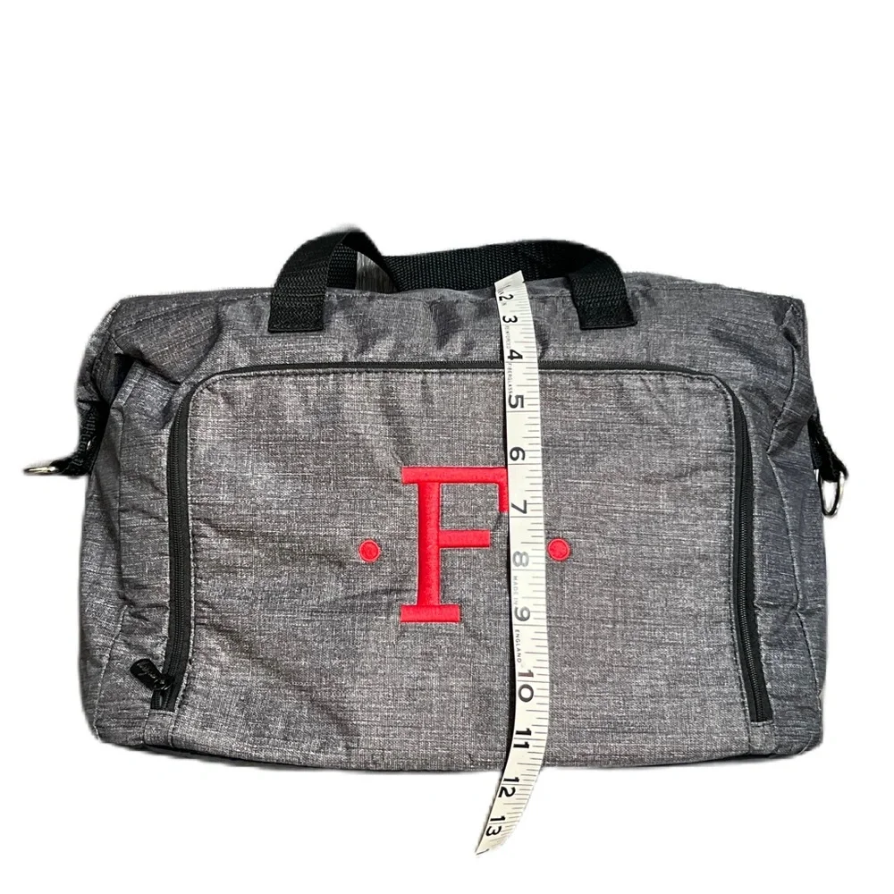 Thirty-One Gray Embroidered Letter “F” Large Soft plastic lined bag